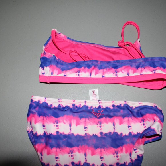 Purple & Pink 2 Pcs Justice Bikini Swimsuit Size 8 - Picture 7 of 11